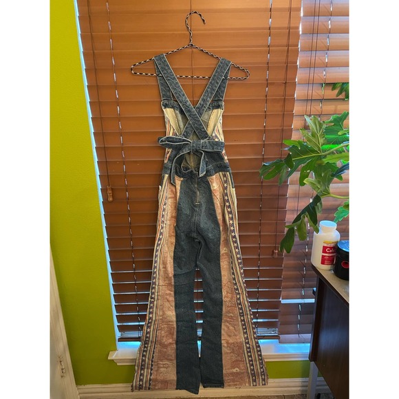 Free People's Dallas Flag Overalls American Combo, Size 2 - Picture 4 of 6